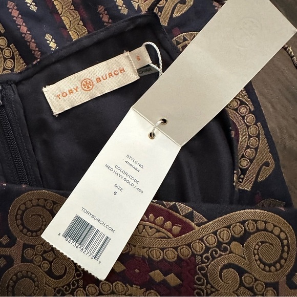 NWT Tory Burch Strappy Metallic Jacquard Mini Dress - Size 6 - Picture 12 of 13